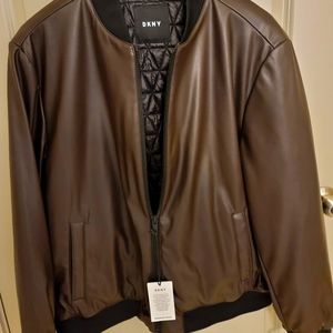 DKNY Leather Bomber Jacket for men